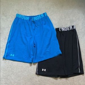 two pairs of under armour basketball shorts